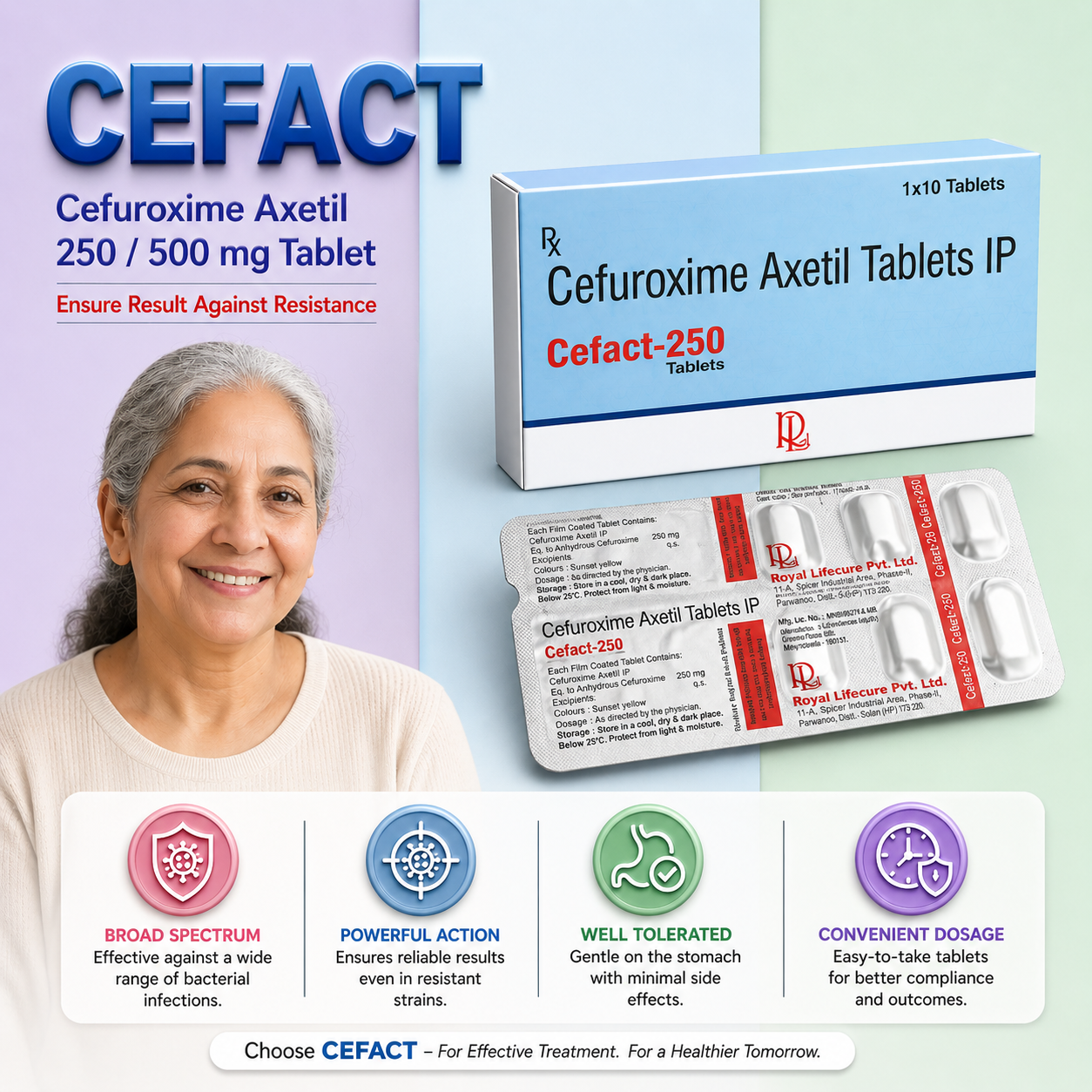 CEFACT 250 , Mrp : 271.00/10 Tab. - Image 3