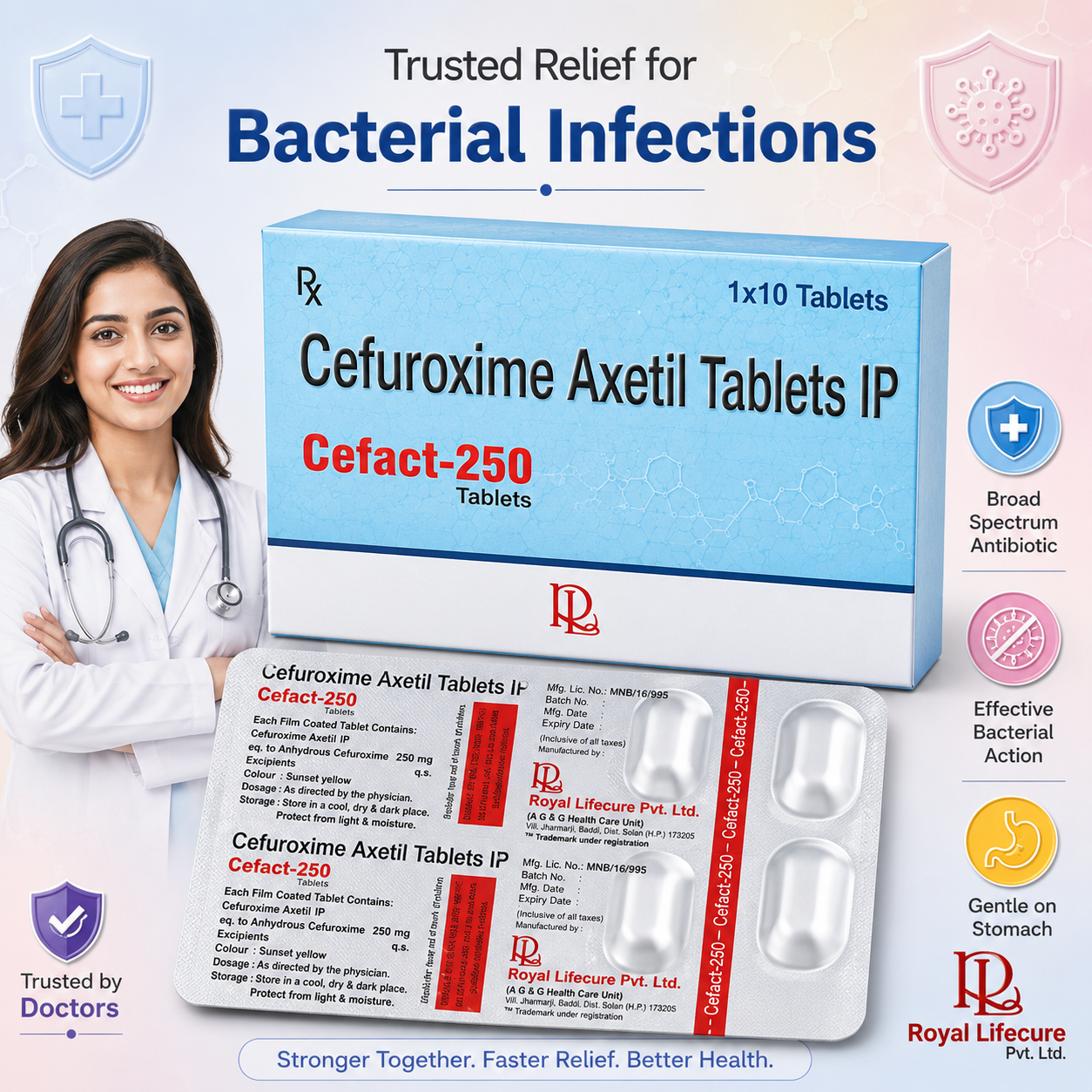CEFACT 250 , Mrp : 271.00/10 Tab.