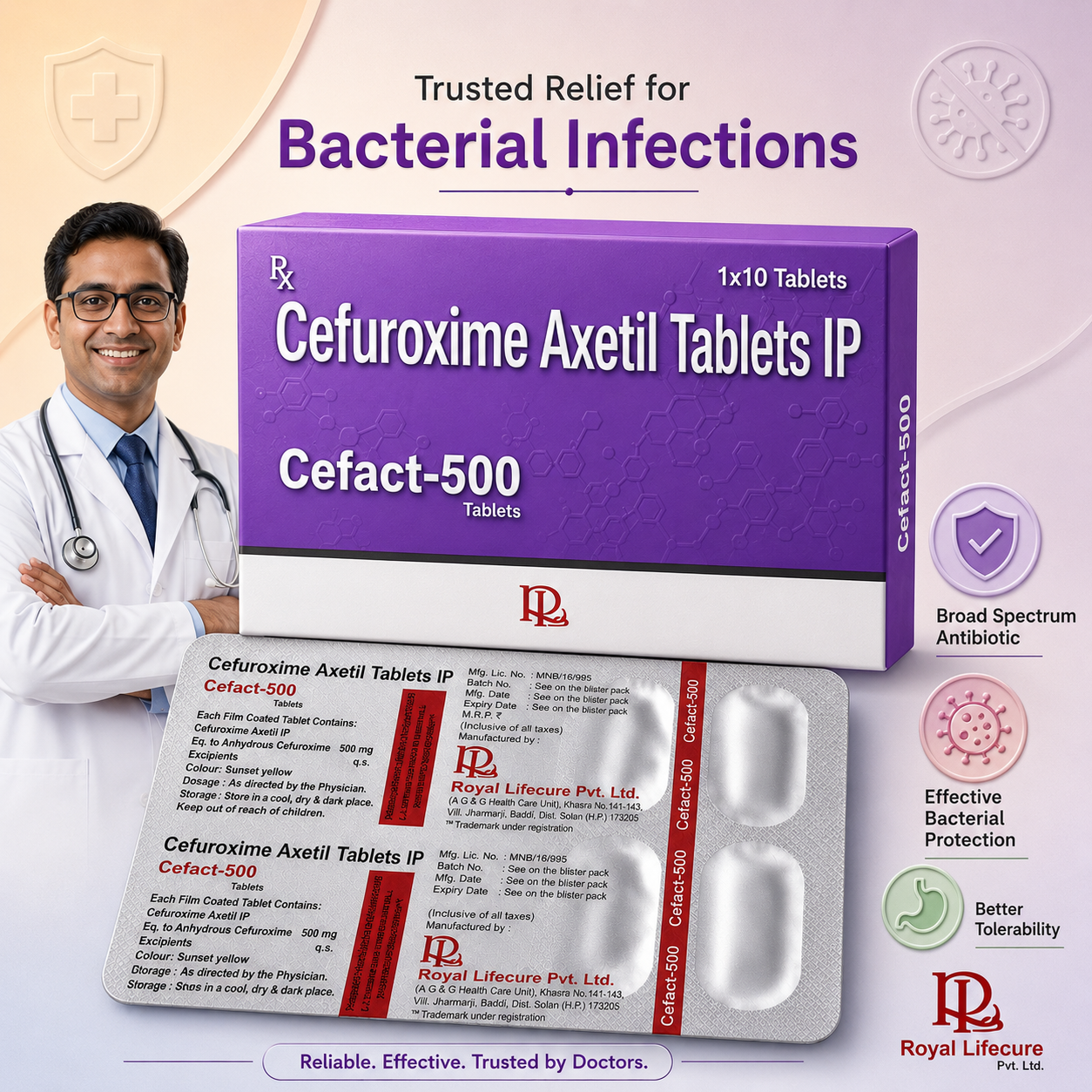 CEFACT-500 , Mrp : 553.00/10 Tab.