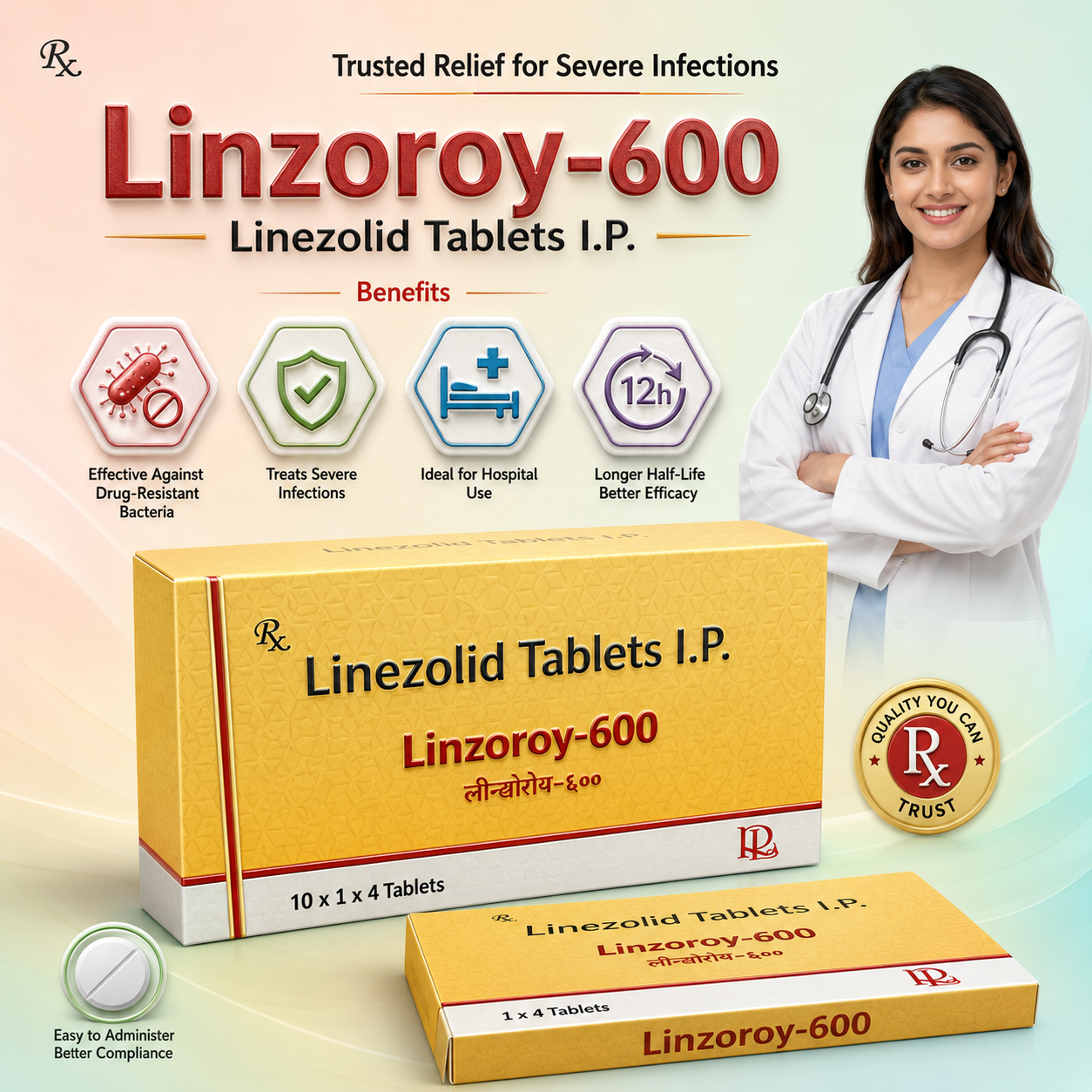 LINZOROY-600 , Mrp :381.00/10 Tab. - Image 2