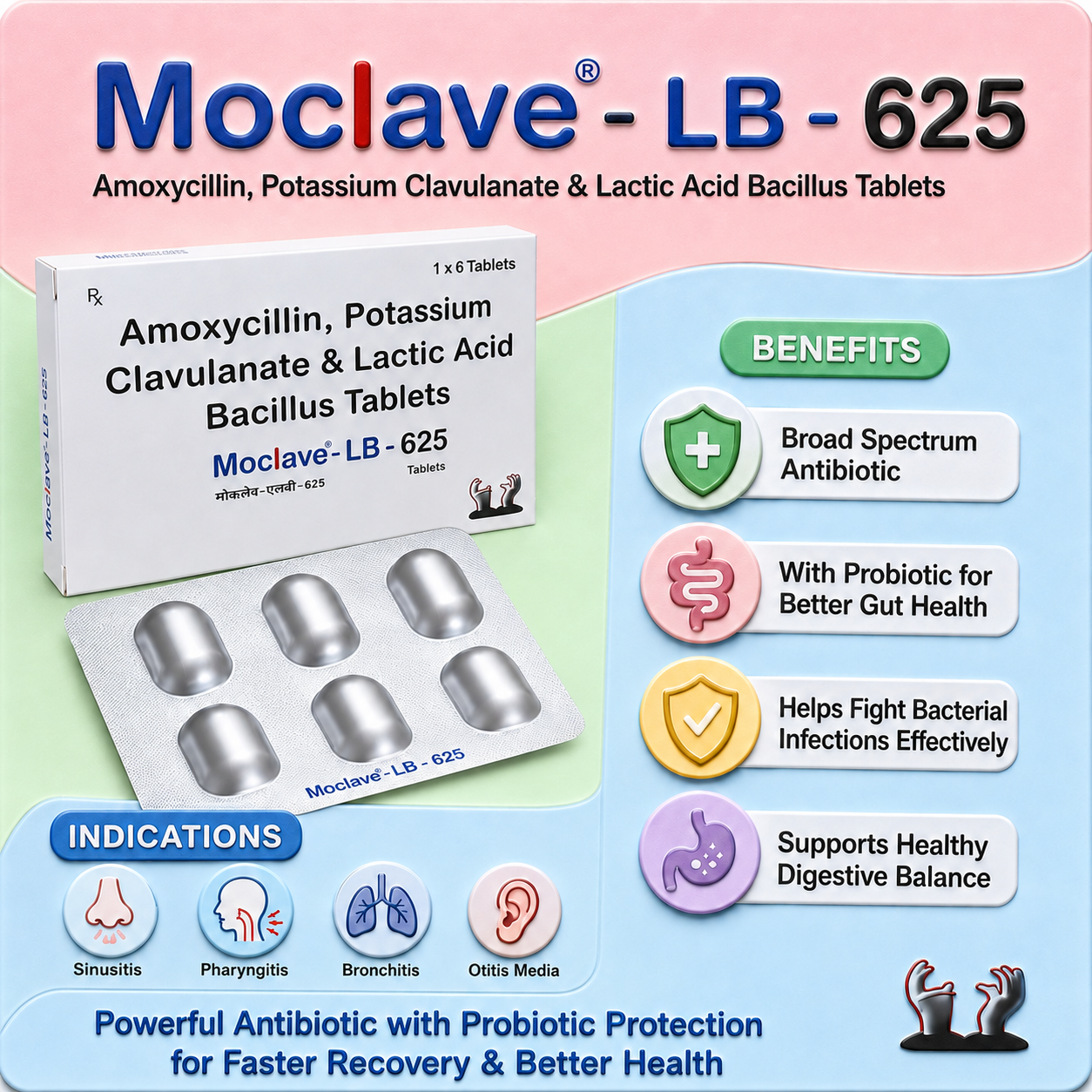 MOCLAVE-LB-625 ,Mrp :163.00/6 Tab. - Image 2