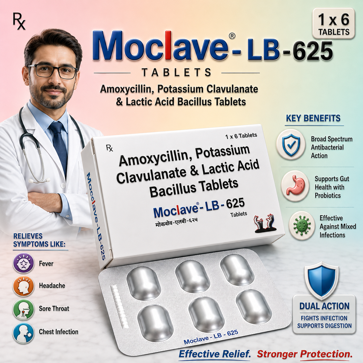 MOCLAVE-LB-625 ,Mrp :163.00/6 Tab.