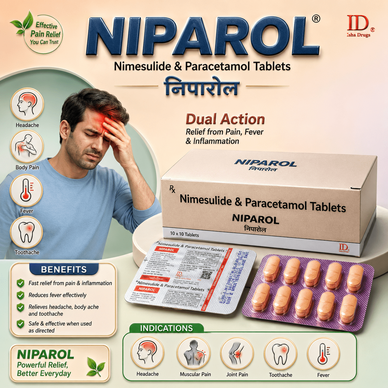 NIPAROL , Mrp : 65.00 / 10 Tablet