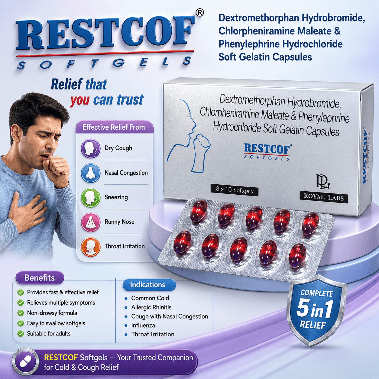 RESTCOF , Mrp : 57.00 / 10 Capsules - Image 2