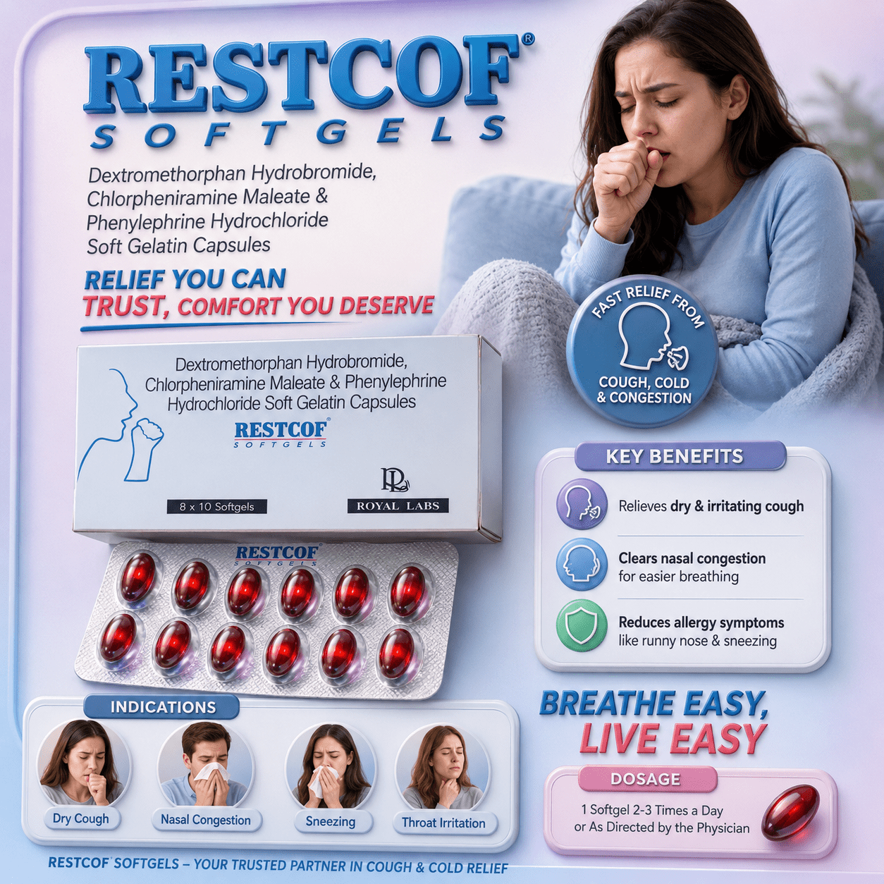 RESTCOF , Mrp : 57.00 / 10 Capsules