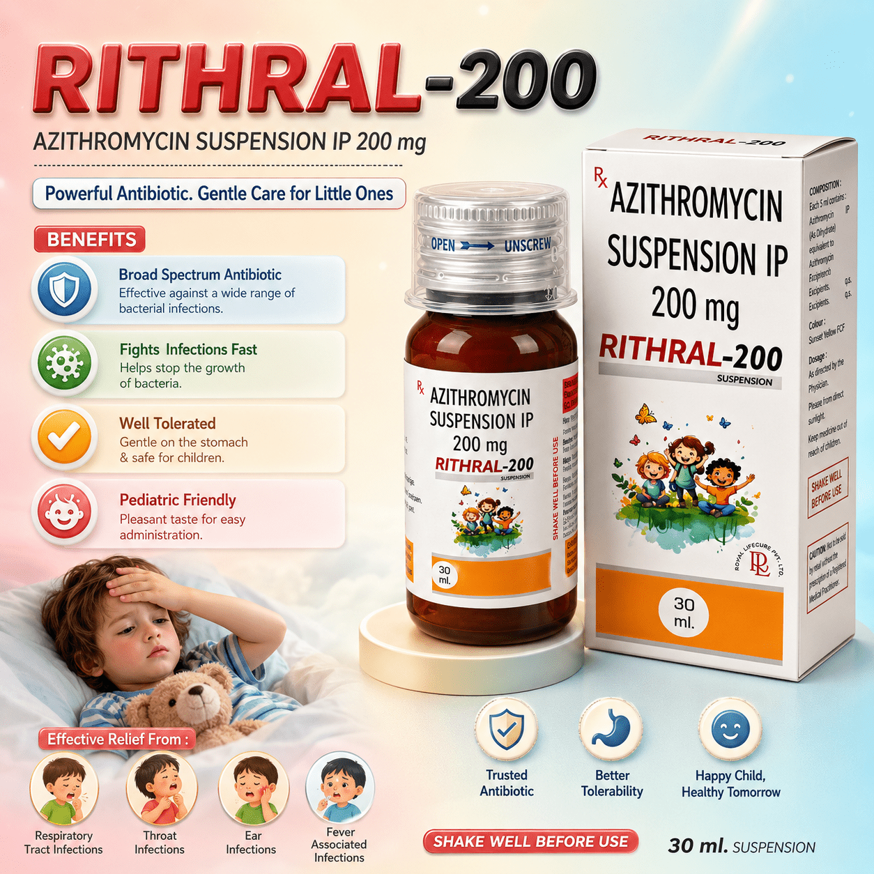 RITHRAL 200 Susp. , Mrp : 109.00
