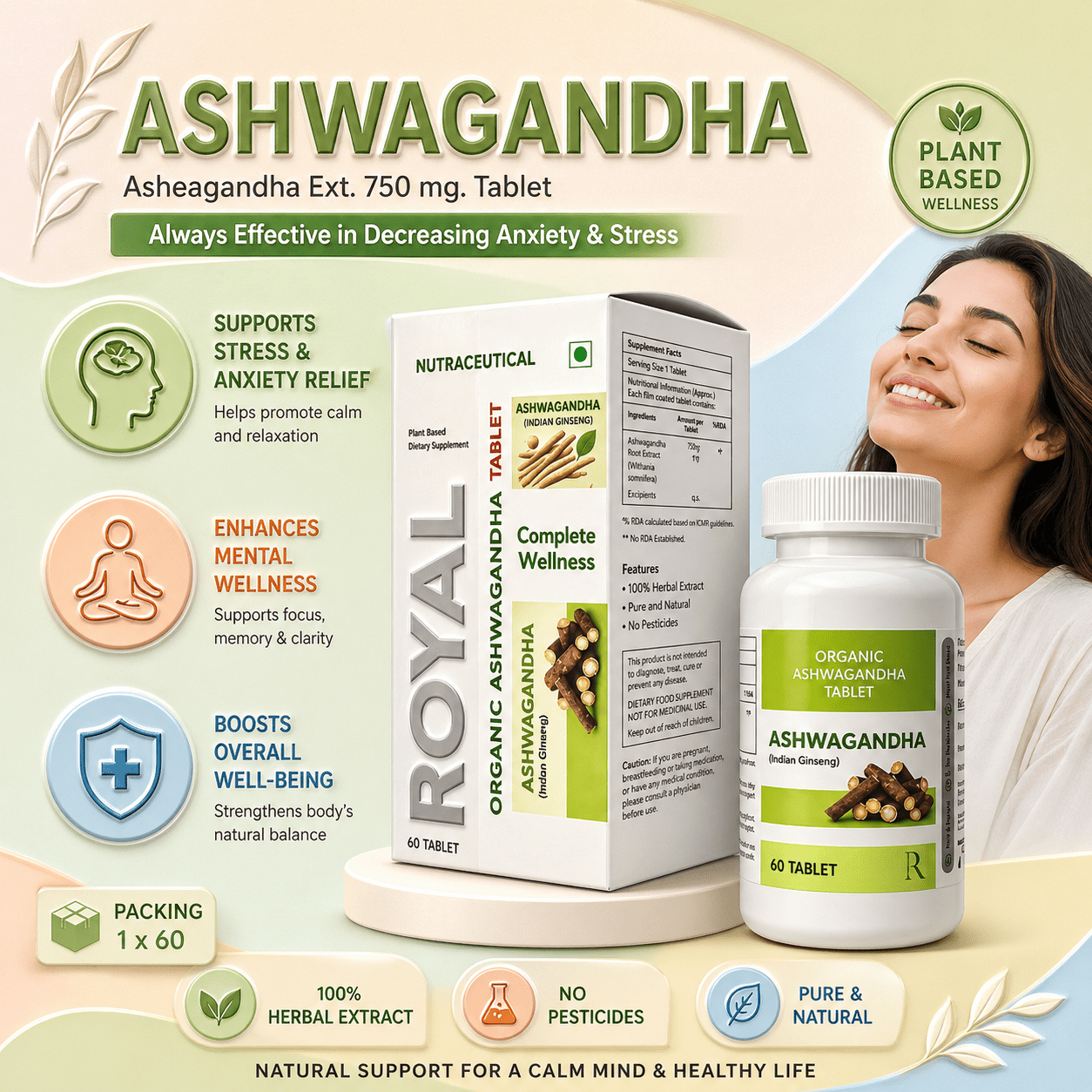 ASHWAGANDHA,Mrp:590.00/60 Tab. - Image 2