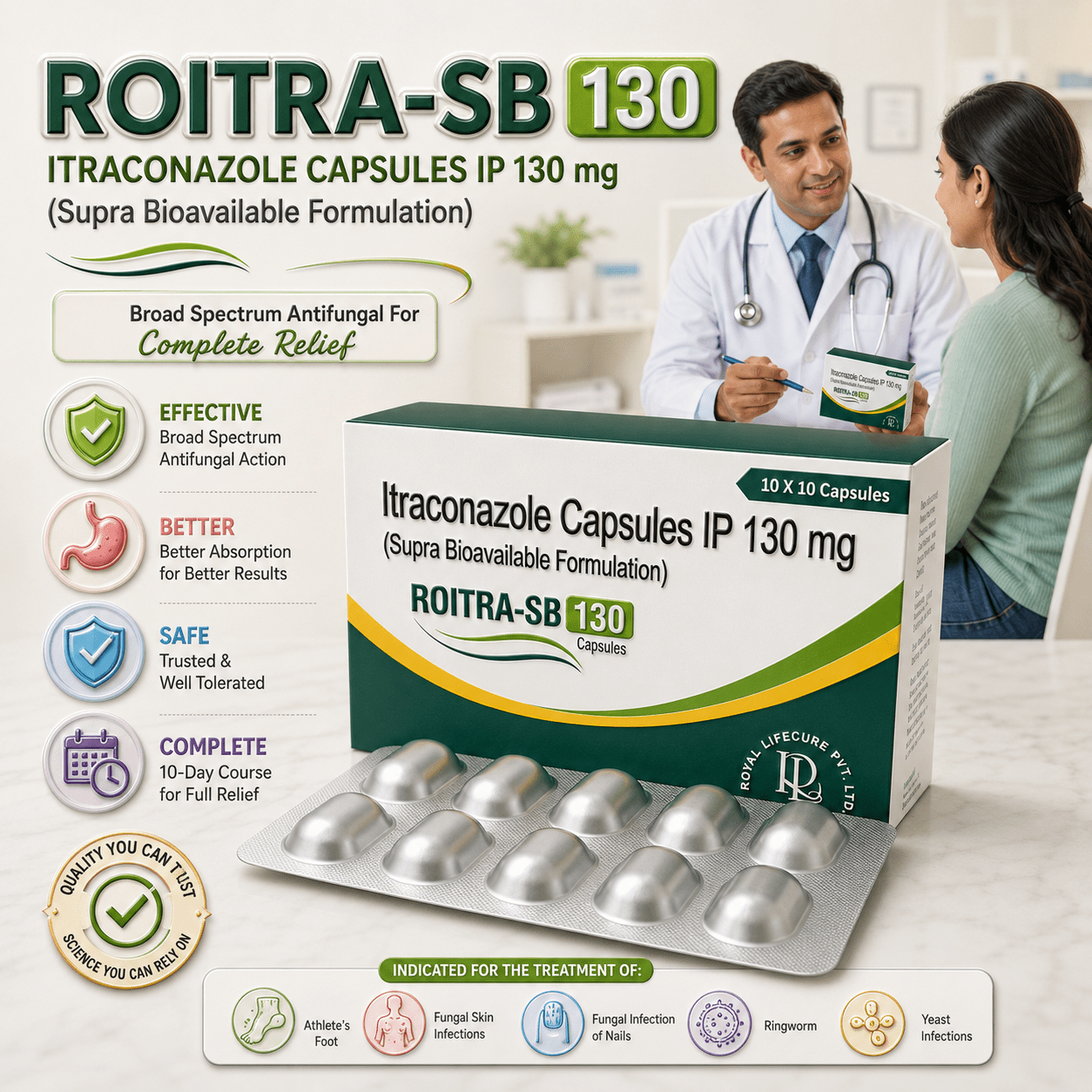 ROITRA-SB 130 , Mrp:374.00/10 Cap.