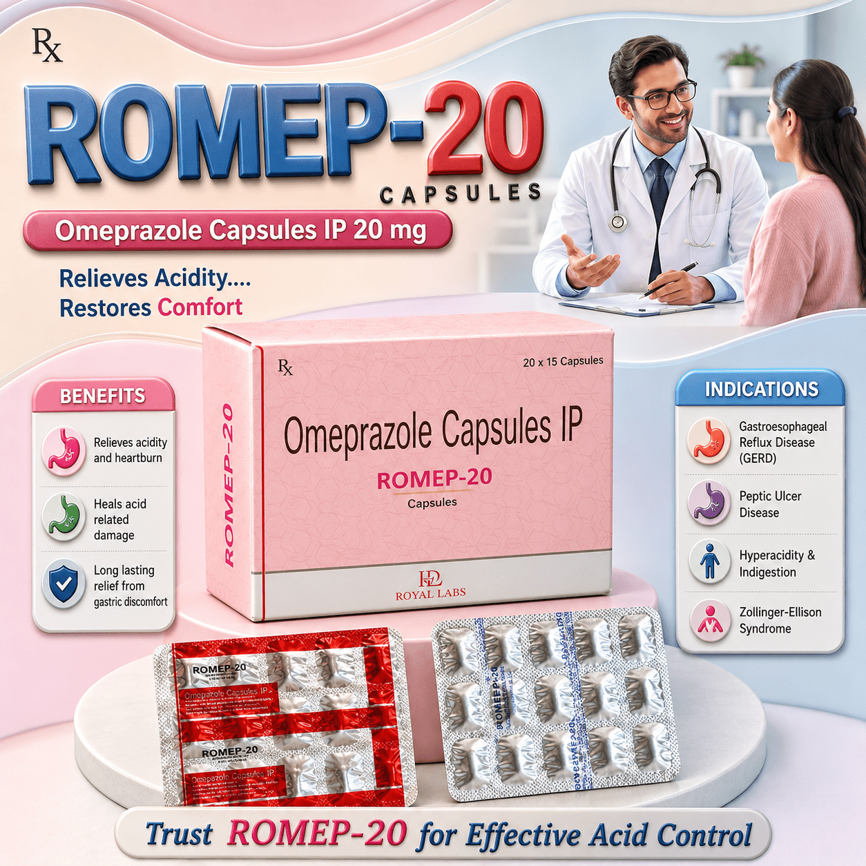ROMEP-20 , Mrp : 46.00 / 15 Cap.