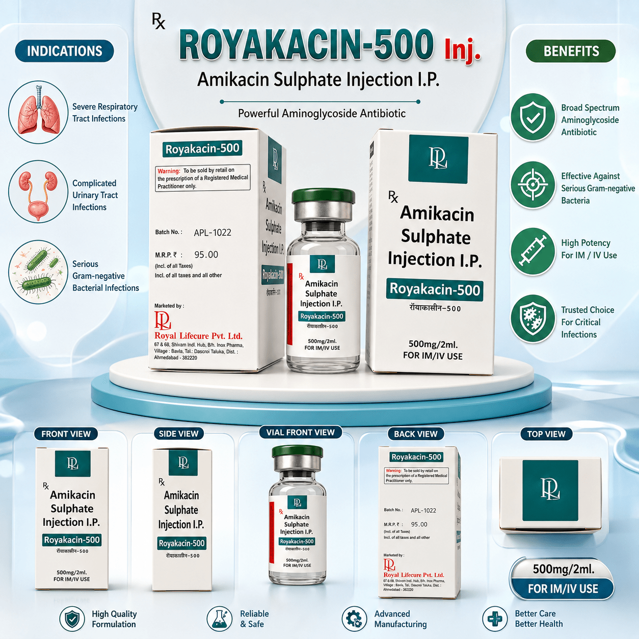 ROYAKACIN-500 Inj. , Mrp : 95.00 - Image 4