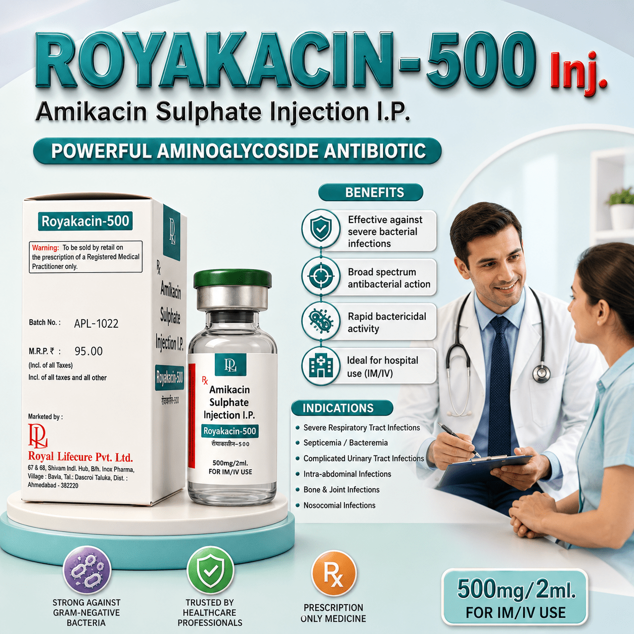 ROYAKACIN-500 Inj. , Mrp : 95.00 - Image 3