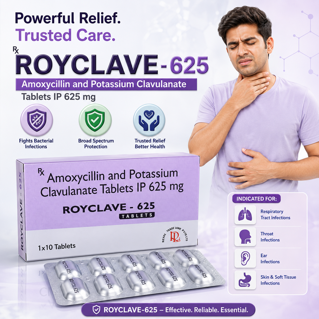 ROYCLAVE-625 , Mrp:196.00/10 Tab. - Image 3