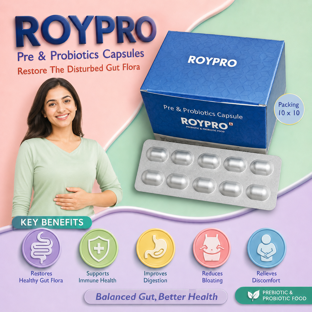 ROYPRO , Mrp. : 87.00 / 10 Capsule