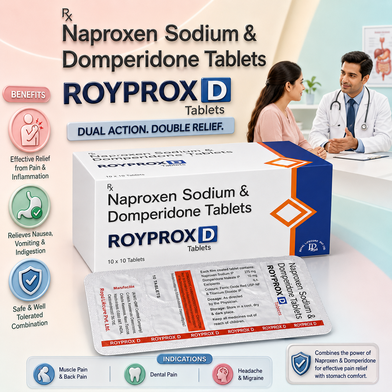 ROYPROX-D , Mrp : 160.00 / 10 Tab.