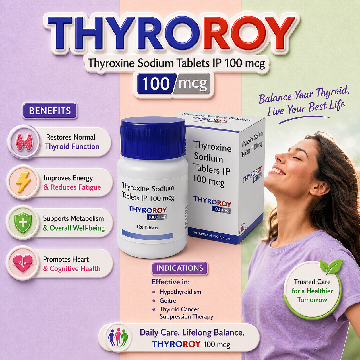 THYROROY 100,Mrp:164.00/120 Tab.