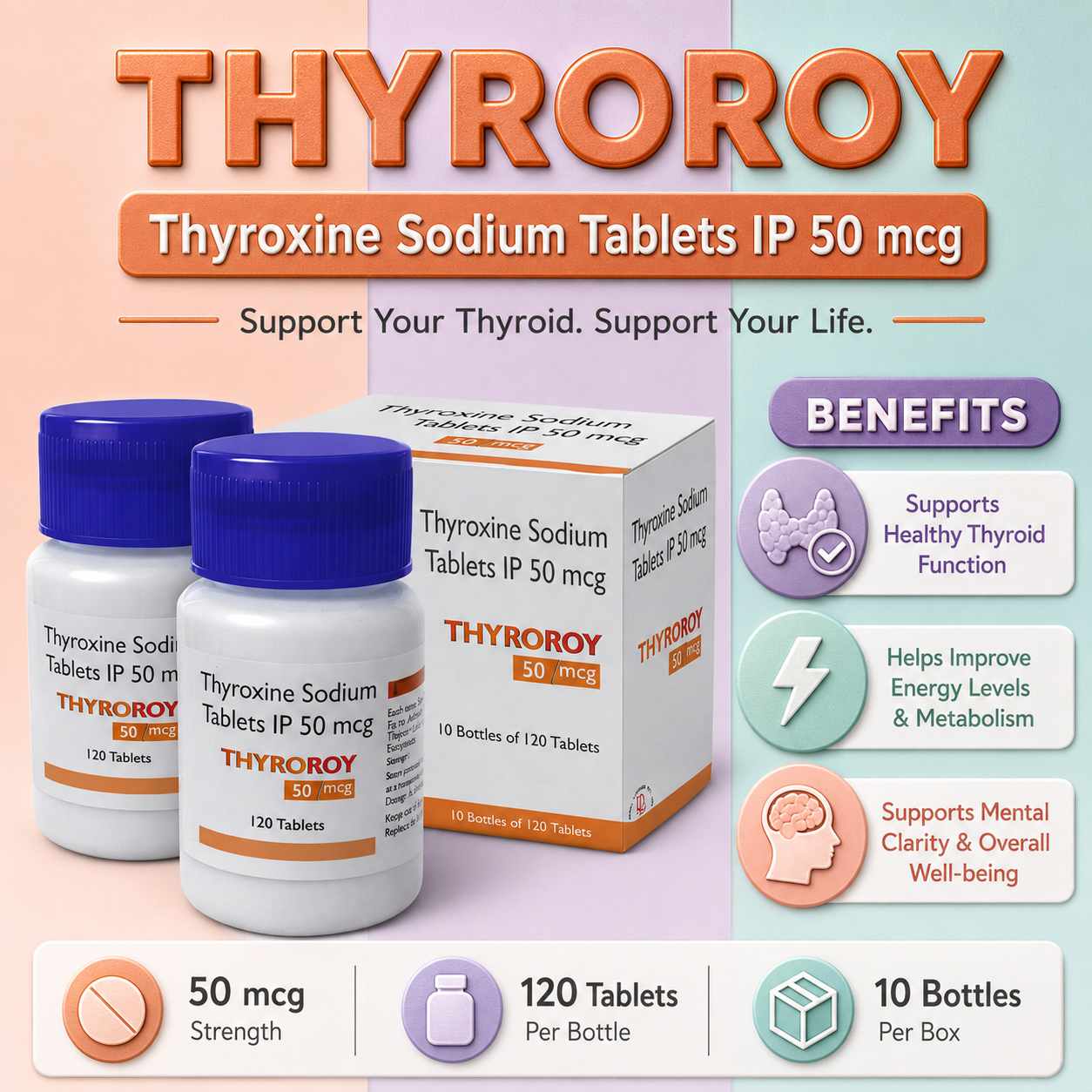 THYROROY 50 , Mrp : 130.00/120 Tab. - Image 3
