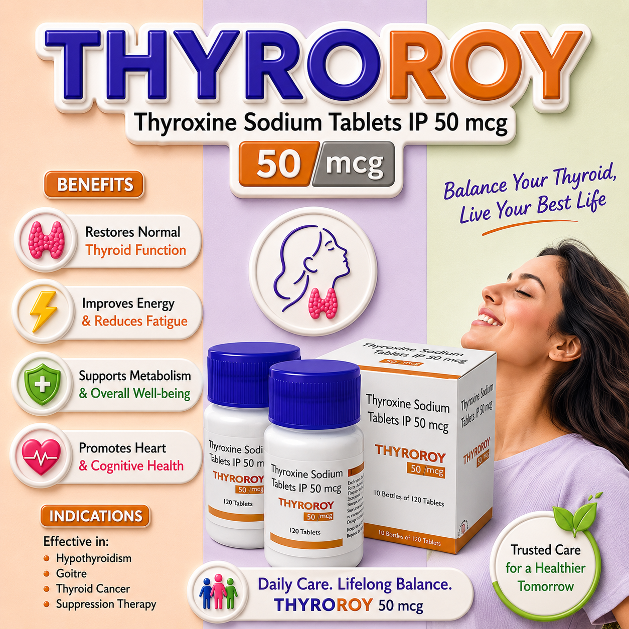 THYROROY 50 , Mrp : 130.00/120 Tab.