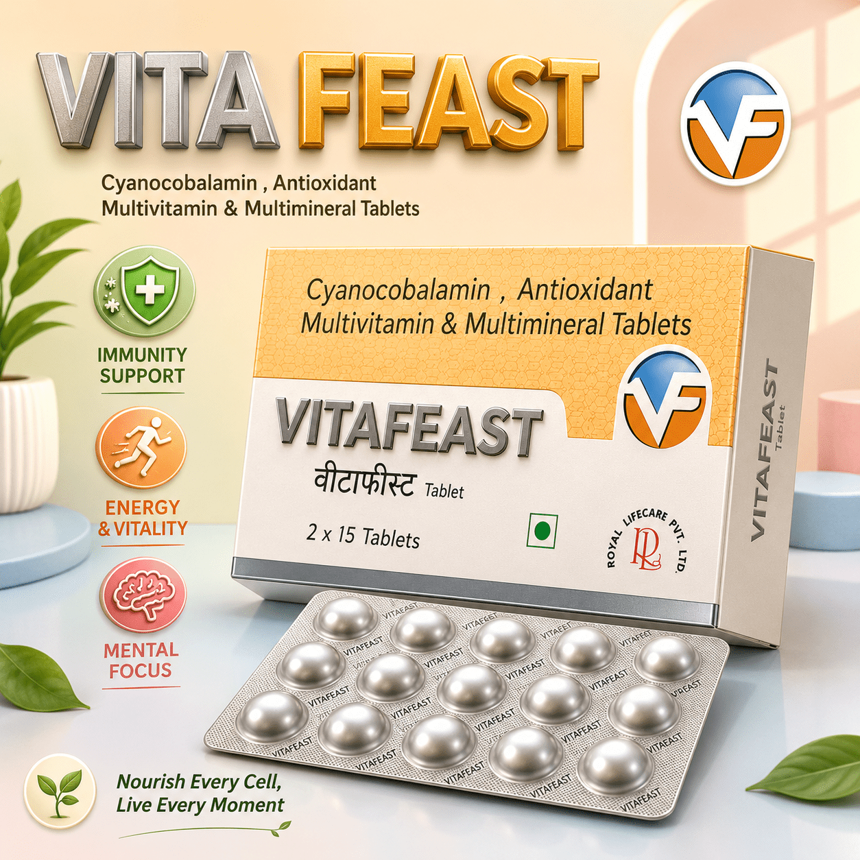 VITAFEAST , Mrp : 175.00 / 15 Tab. - Image 3