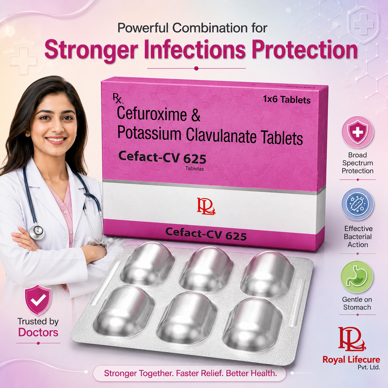 CEFACT-CV , Mrp : 450.00/6 Tab.